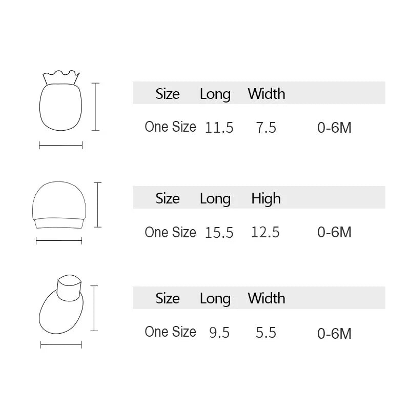 Newborn Hat+Gloves+Socks Set for Baby Boy&Girl Cotton Fall Casual Photography Props Soft Headwear Infant Nightcap Fashion