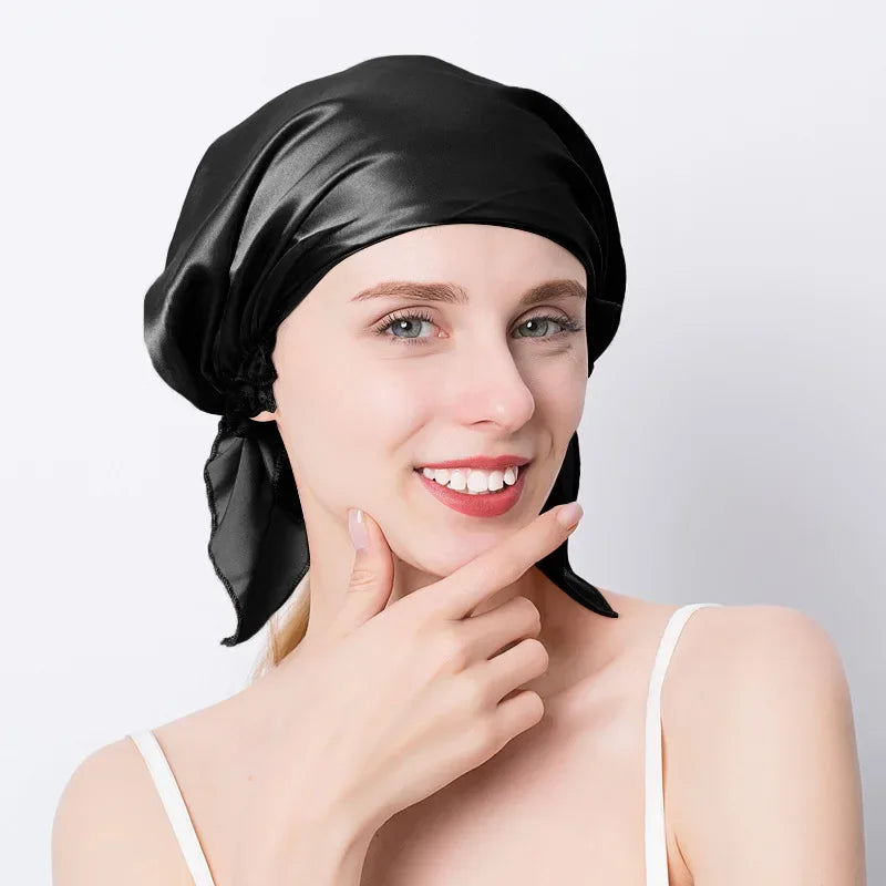 100% Natural Mulberry Silk Sleeping Cap Silk Shower Cap Nightcap Housework Cooking Hair Care Bonnet Protector Hair Accessories