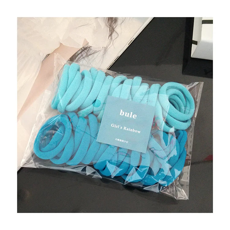 50PCS/Set Women Girls 4CM 2CM Colorful Nylon Elastic Hair Bands Ponytail Holder Rubber Bands Scrunchie Headband Hair Accessories