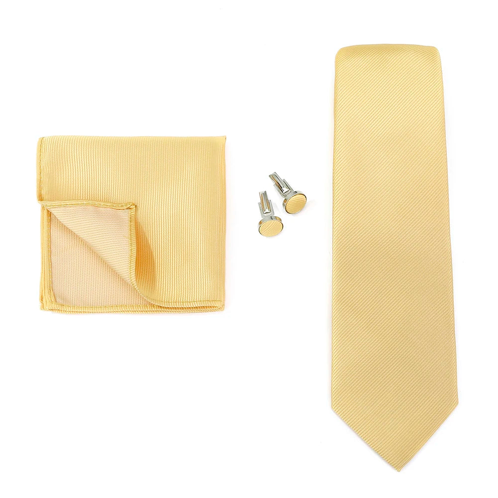 Corbata de marca de moda hecha a mano, sólida, con pañuelo y gemelos, para hombre, corbata, traje, camisa, accesorios de boda, regalos para hombre.