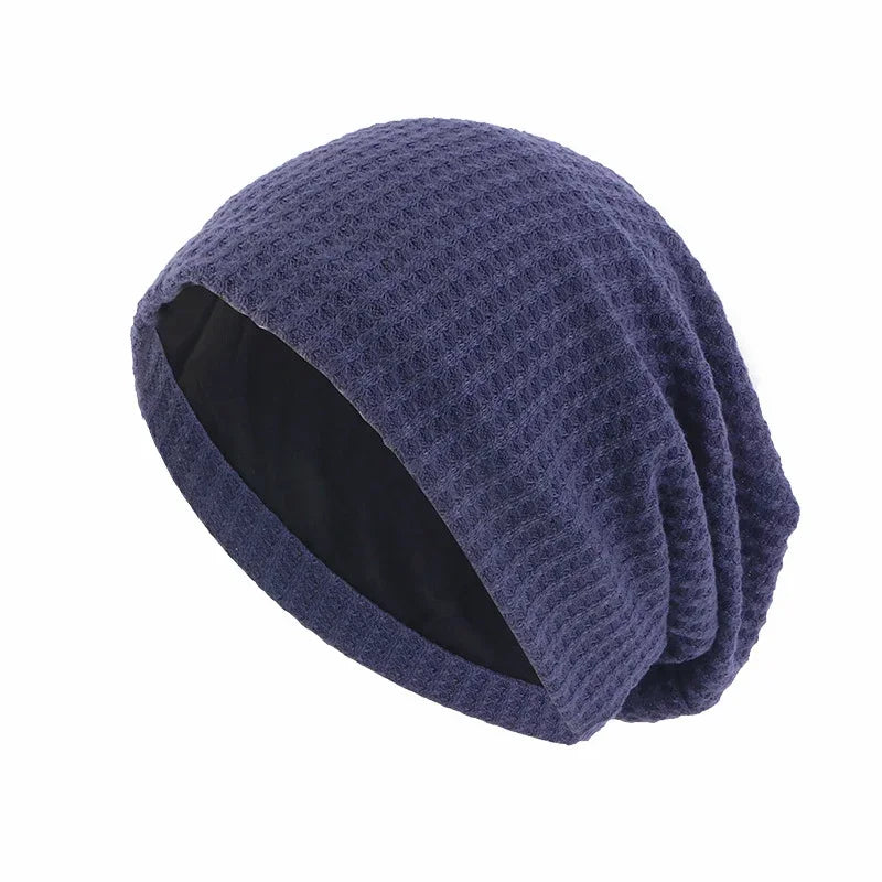 Women Men Sleeping Hat Baggy Beanie Satin Lined Night Unisex Sleep Cap Hair Care Bonnet Hair Loss Nightcap Pullover Hat Headwear