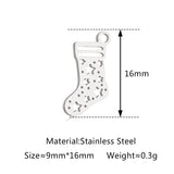 5Pcs Xmas Tree/Candy Cane/Snowman/Santa Claus Charm Stainless Steel Boots Christmas Pendant DIY Necklace Bracelet Jewelry Making