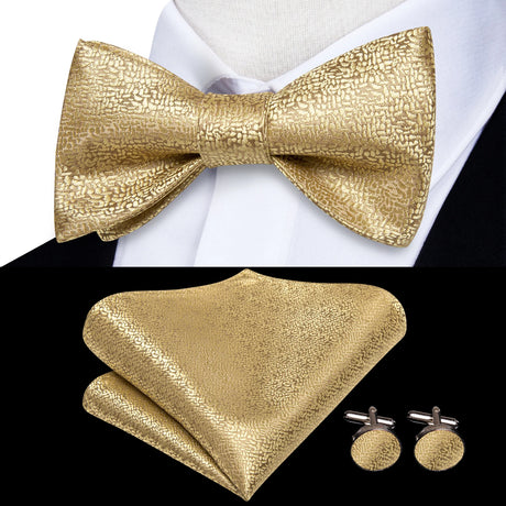 Dropshipping Jacquard Silk Mens Self Bow Tie Hanky Cufflinks Set Male Butterfly Knot Bowtie Wholesale for Male Wedding Business