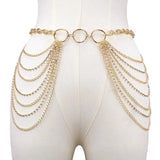 Waist Chain Jewelry Adjustable Harness Belly Chain Multi Layer Tassel Belly Chain Sexy Waist Corset Belt Clothing for Women