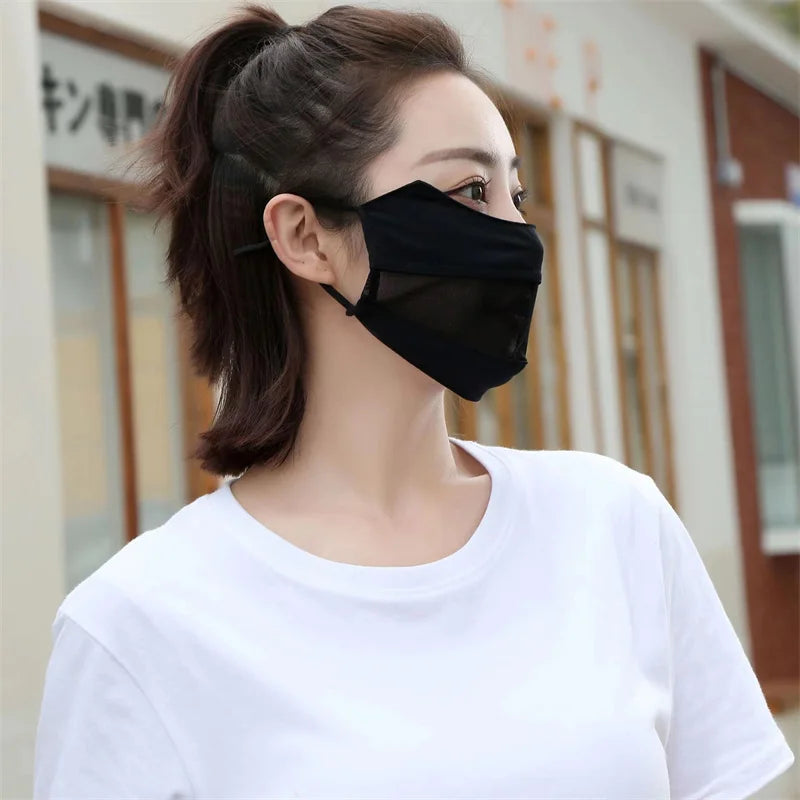 2024 New Sunscreen Mask Traceless Women Ice Silk Anti-ultraviolet Summer Fashion Breathable Thin Cover Face Mask