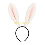 49MF Lovely Bunny Ear Hair Hoop Hair Holder Live Broadcasting Spring Cosplay Party Headwear for Teens Woman