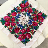 70*70cm Russian Floral Square Scarf Women Luxury Flower Printed Bandana Head Wraps Ethnic Handkerchief Headband Scarves