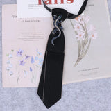 Hand Made Black Ribbon Tie Crystal Rhinestone Jewelry Men White Shirts College Girl Boys Collar Neck Ties Uniform Women Necktie