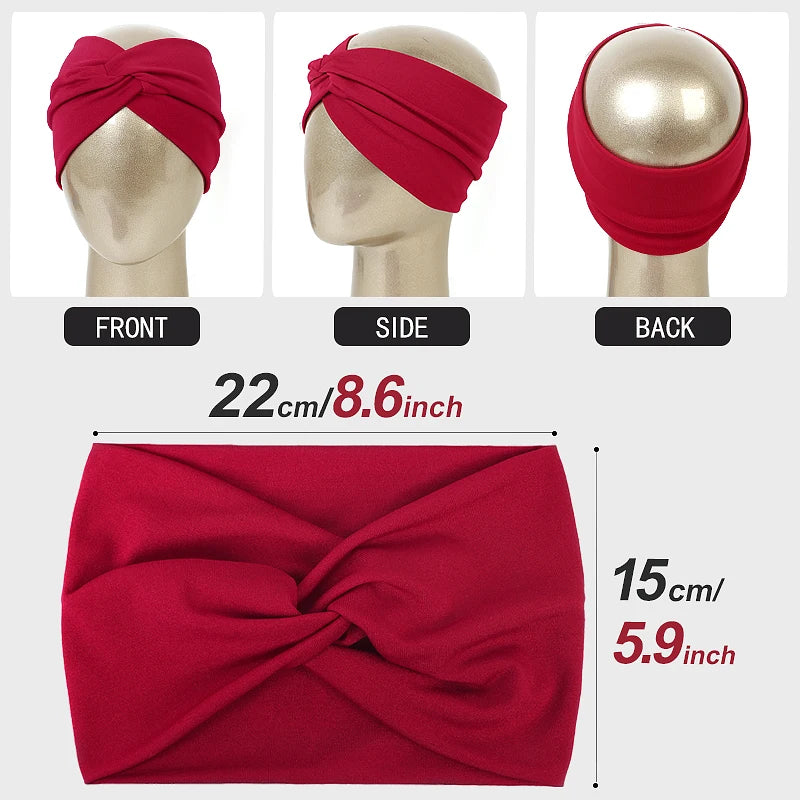 Women Solid Color Super Wide Headband Twisted Criss Cross Elastic Hairband Yoga Running Sports Non Slip Sweat Hair Accessories