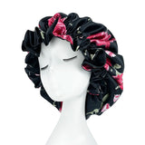 Double Layer Silky Satin Bonnet Women Sleeping Cap Large Reversible Satin Linned Night Sleep Headwrap Hat Hair Wrap Accessories