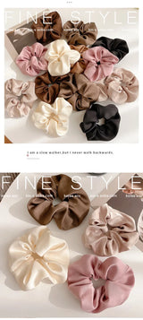 French Style Women Silk Scrunchie high sense Solid Color Hair Bands ladies Sports Dancing Ponytail Holder Hair Accessories Ties