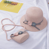 Summer Baby Straw Hat With Handbag Flower Breathable Beach Hat Bags Kids Hat Boy Girls Sun Visor UV protection panama Hat gorras