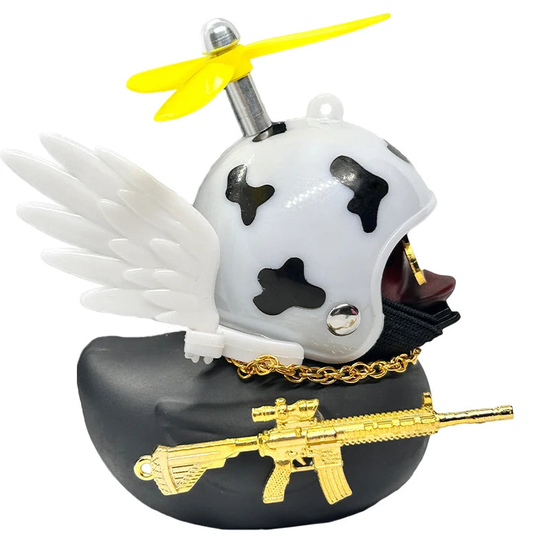 Car Duck Auto Interior Decoration Car Ornaments Rubber Duck With Helmet Bicycle Road Bike Motor Kids Toy Bike Accessories
