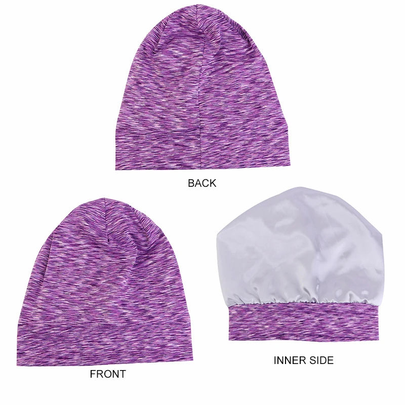 Women Men Sleeping Hat Baggy Beanie Satin Lined Night Unisex Sleep Cap Hair Care Bonnet Hair Loss Nightcap Pullover Hat Headwear
