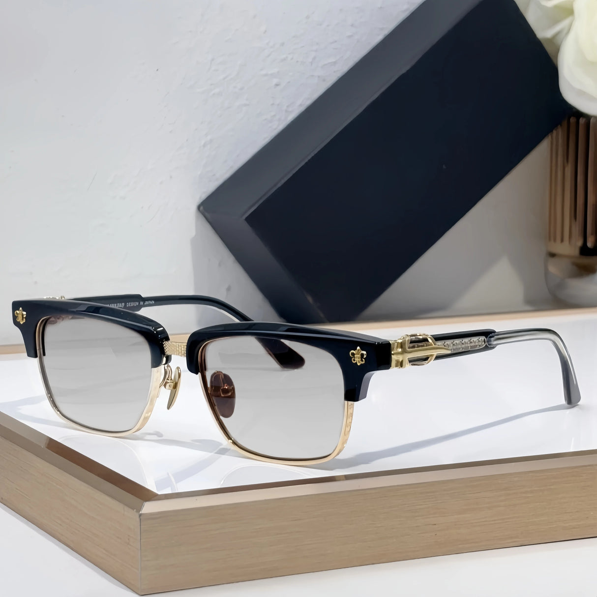 Popular Sunglasses Titanium Acetate Fashion Eyeglasse Frame Men Square Retro High Quality Women Luxury Brand Designer Glasses