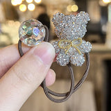 Headbands for Girls Baby Hair Clips 2pcsMinimalist Bear Hair Ties - Bouncy Beaded Elastics for Girls Baby Accessories