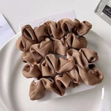 3/4/5 PCS Elastic Bands Elegant Solid Color Satin Pleated Scrunchies Woman Strong Ponytail Hair Ties Accessories Wholesale