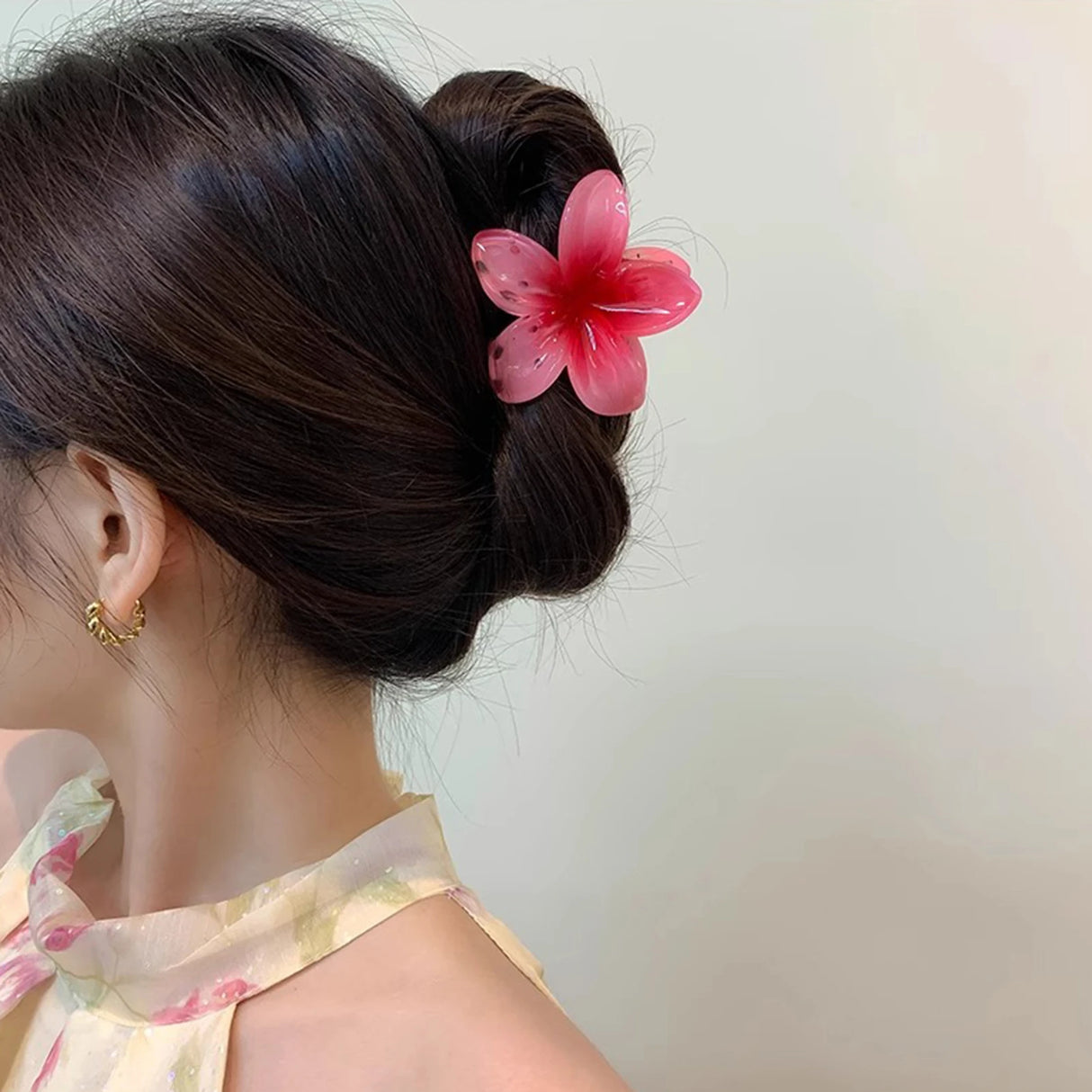 3 Inch Gradient Flower Hair Claw For Women Elegant Resin Floral Hair Clip Fresh Sweety Flower Gripper Girls Hair Accessories