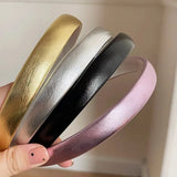 New Europe and America Elegant Gold Sliver Leather PU Hairband Headband for Women Girls Hair Bands Hair Accessories