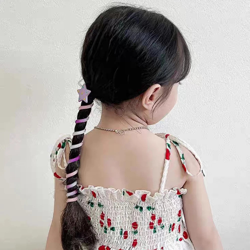 1/4pcs Elastic Telephone Wire Hair Ties Women Girls Star Hair Bands Spiral Coil Rubber Band Ponytails Head Rope Hair Accessories