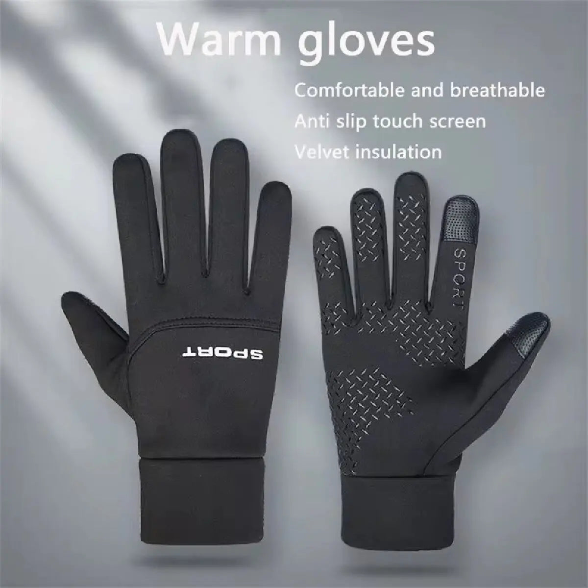 Windproof and Waterproof Outdoor Gloves Touch Screen Thumb and Index Finger Fingertips Warm Gloves for Running Cycling
