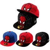 Spiderman Kids Anime Cartoon Baseball Cap Hip-Hop Flat Brim Adjustable Cool Summer Autumn Duck Tongue Hat Toddler Kids Baby Caps