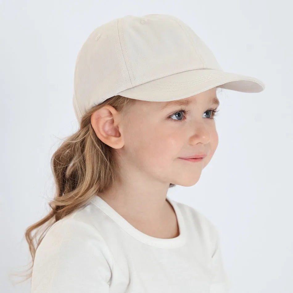 Kids Caps Children Solid Color Cotton Breathable Snapback Cap Baby Cute Adjustable Sunhat Girls Summer Baseball Hats 1-5 Years