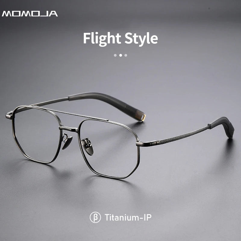 Trendy Men's Large size Titanium Frames Stylish, Double Bridge, Casual, Comfortable, Optical Prescription Eyewear for Men 07518