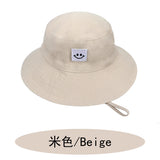 SMILE Baby Sunhat Summer Spring Kids Bucket Hat For Girls Boys Children Big Visor Cotton Sun Cap Beach Travel Panama Hats Caps