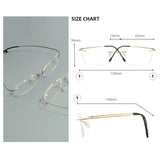 Titanium Large Size Lightweight Rectangular Men and Women Colored Flexible Rimless Glasses Frame For Myopia Prescription Lenses