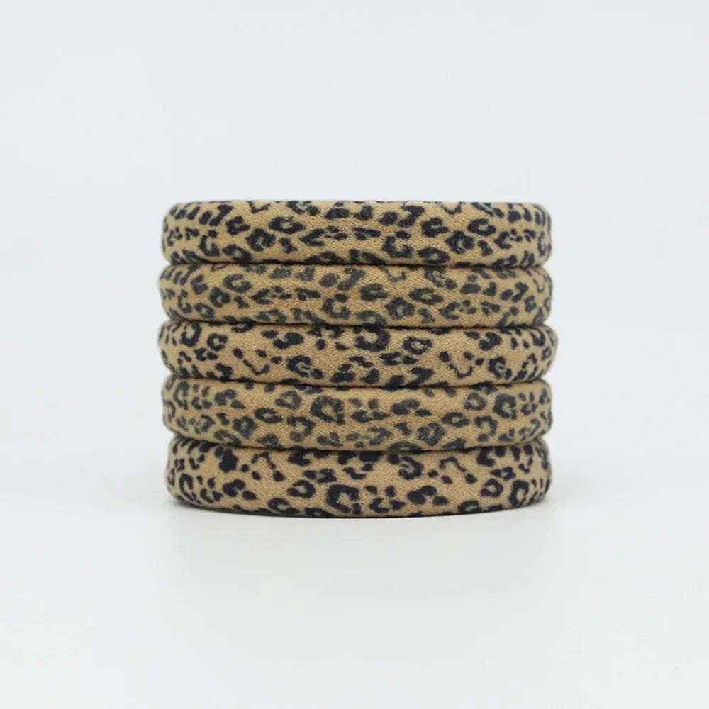 5PC High Elasticity Hair Ties Leopard Print Elastic Hair Scrunchie Ties for Women Wild Fashion Head Rope Hair Styling Accessorie