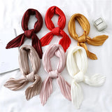 Solid Crinkle Hair Scarf Women Silk Feeling Neck Tie Shawl Wraps Female Headbands Foulard Wrsit Echarpe Bandana Accessores