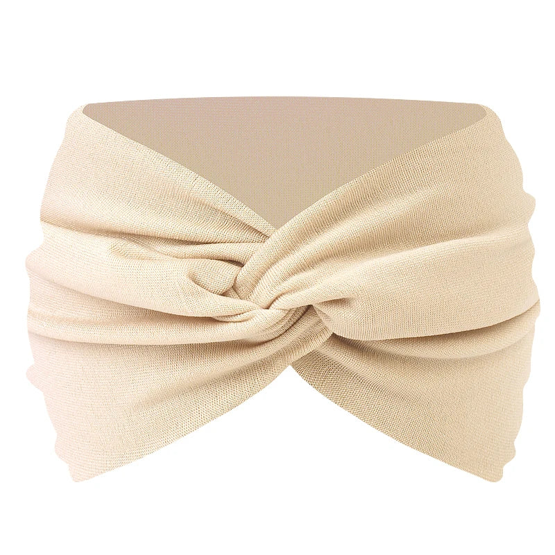 Women Solid Color Super Wide Headband Twisted Criss Cross Elastic Hairband Yoga Running Sports Non Slip Sweat Hair Accessories