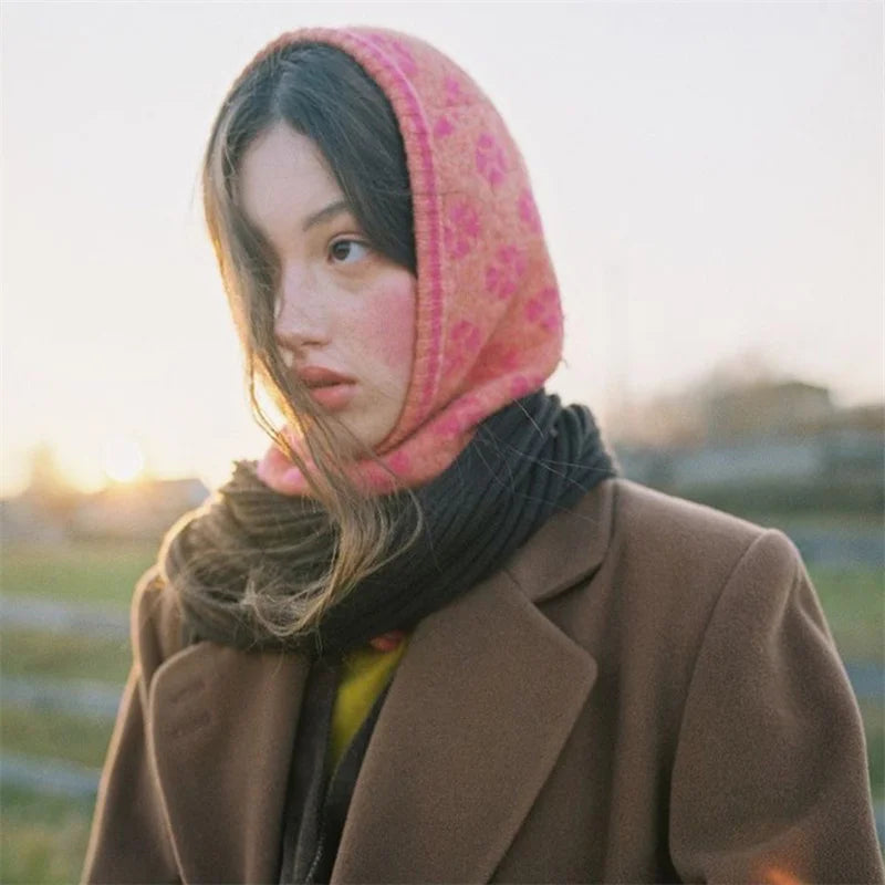 2024 Winter Balaclava Hats For Women Knitted Hooded Caps Designer's Cute personality Hats One-Piece Neck Collar Beanies Cap
