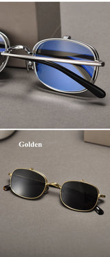 Vintage Titanium Square Glasses Frame with Flip Up Sunglasses Women Brand Designer Eyeglasses Men Trendy Semi Rimless Eyewear