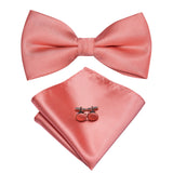 Dropshipping Solid Silk Mens Bow Tie Hanky Cufflinks Set Pre-tied Butterfly Knot Bowtie Wholesale for Male Wedding Business