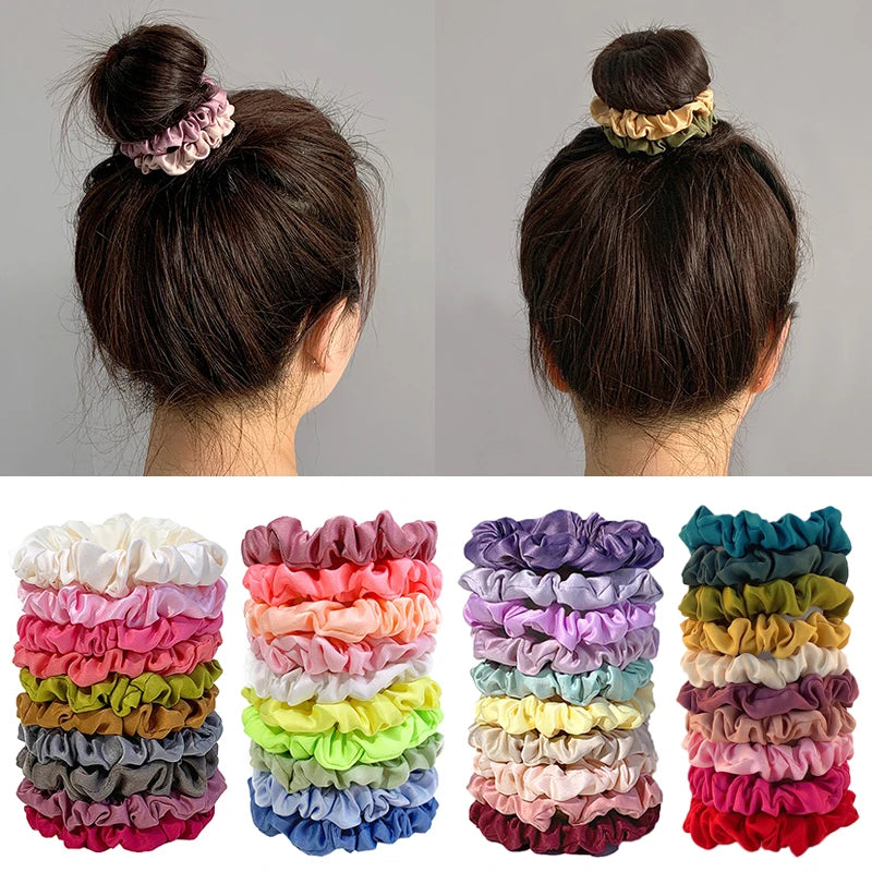 10pcs/pack Solid Color Elastics Hair Ties For Women Thick Hair Soft No Hurt Hair Ponytail Holder Hair Rope Hair Accessories Hot