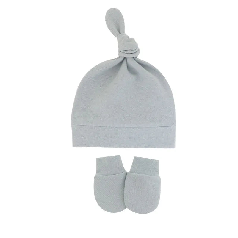Newborn Baby Hat with Gloves Autumn Winter Warm Cotton Kids Beanies Stuff Children Accessories Infant Nightcap 0-6 Months Babies