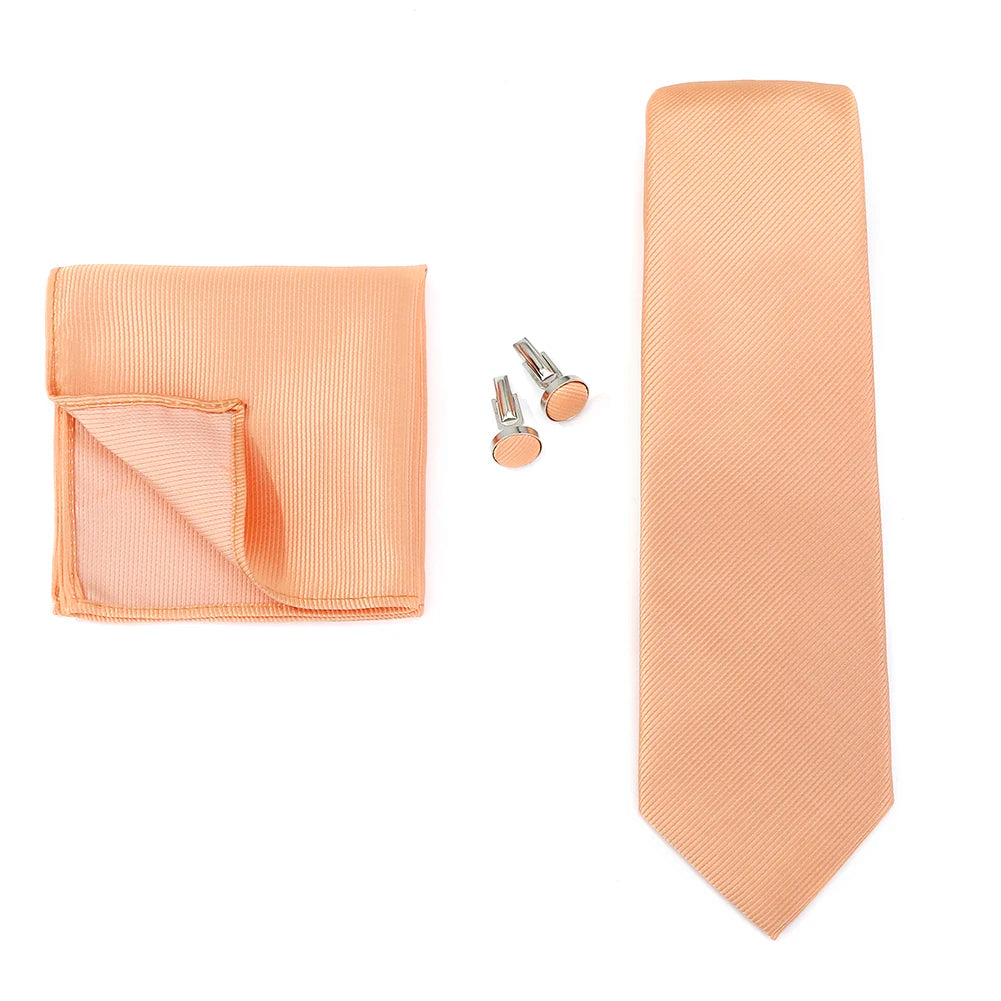 Corbata de marca de moda hecha a mano, sólida, con pañuelo y gemelos, para hombre, corbata, traje, camisa, accesorios de boda, regalos para hombre.