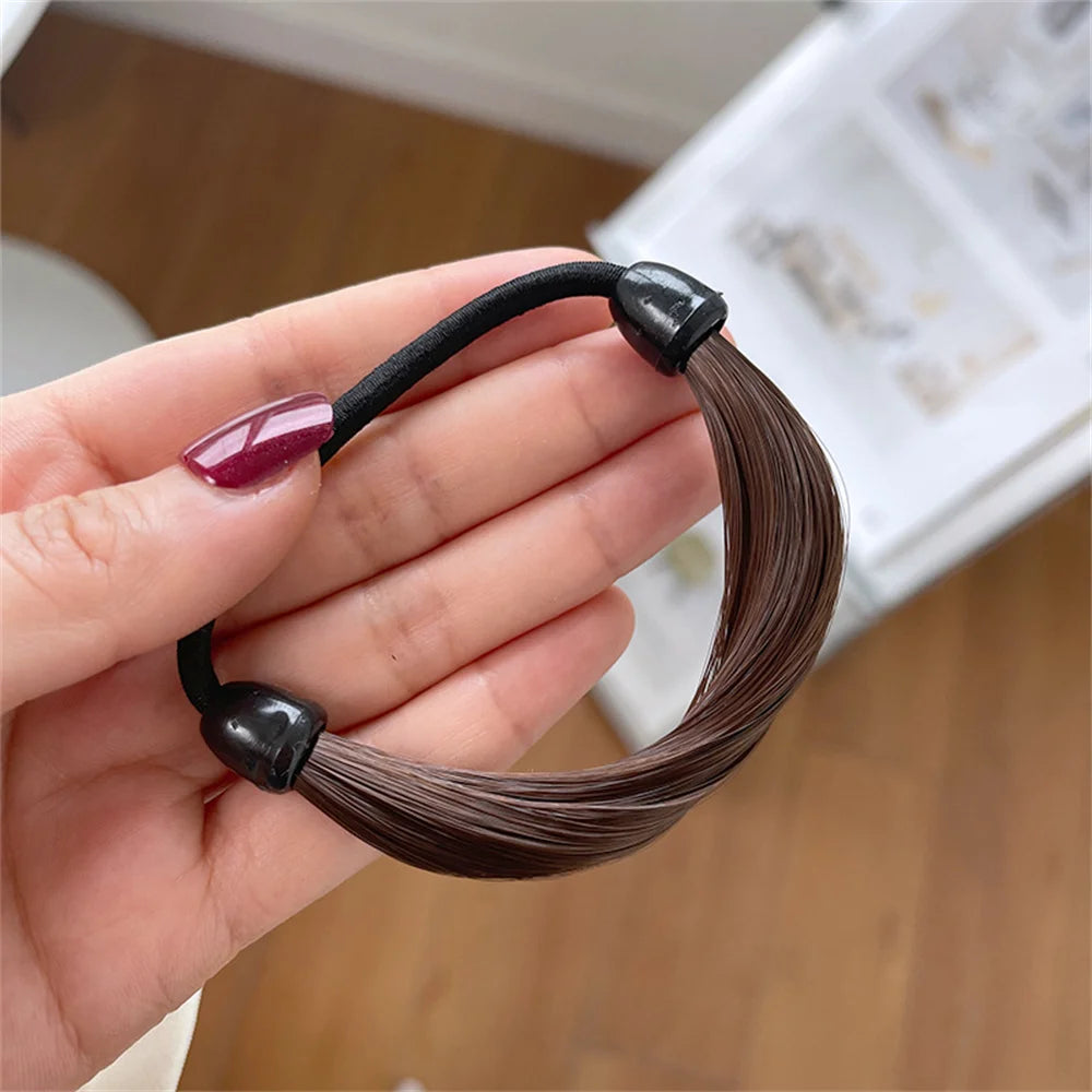 New Faux Wig Elastics Hair Ties for Women Girl Ponytail Wrap Holders Hair Band Simple Temperament Headwear Hair Accessories