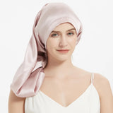 100% Mulberry Silk Sleep Cap for Long & Curly Hair Nightcap with Adjustable Hair Wrap for Woman