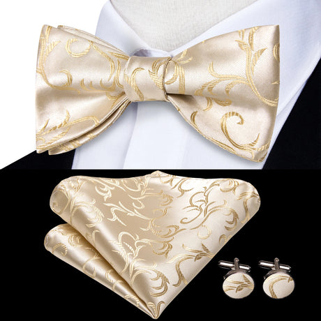 Dropshipping Jacquard Silk Mens Self Bow Tie Hanky Cufflinks Set Male Butterfly Knot Bowtie Wholesale for Male Wedding Business