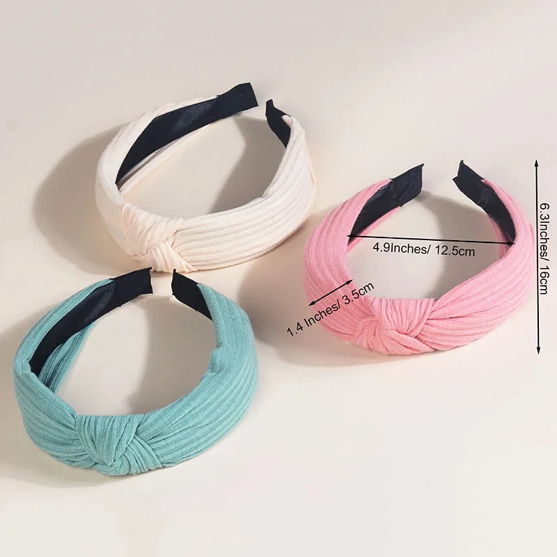 3Pcs Knotted Headbands for Women Girls Solid Color Hair Band Simple Cross Knot Hairbands Headwear Hair Accessories for Women