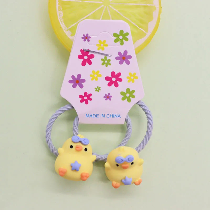 2 Pcs Lovely Little Chicken Children Elastics Hair Bands Hairpins Hair Clips Headwear Barrette Baby Girls Kids Hair Accessories