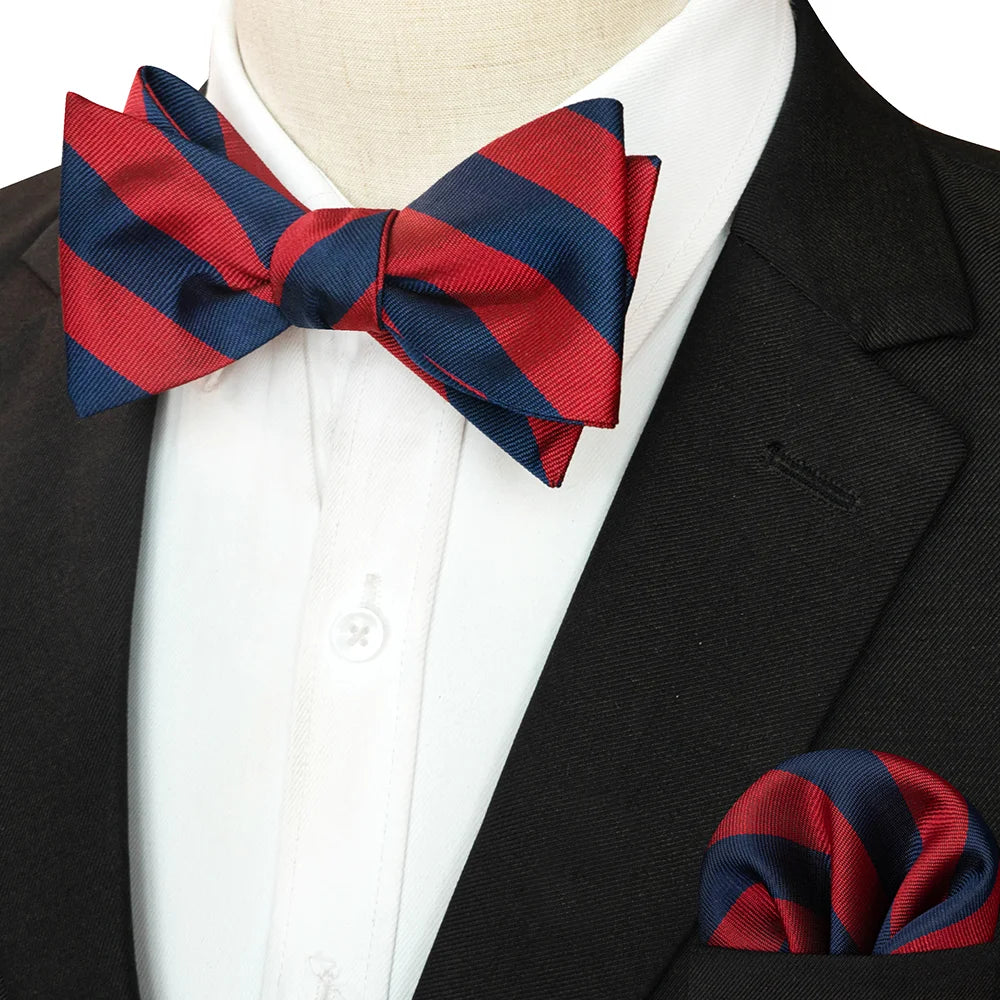 EASTEPIC Striped Bow Tie for Men Hanky Set Plaid Accessory Paisley Neckwear Floral Design Polka Dot Pure Black Evening Party