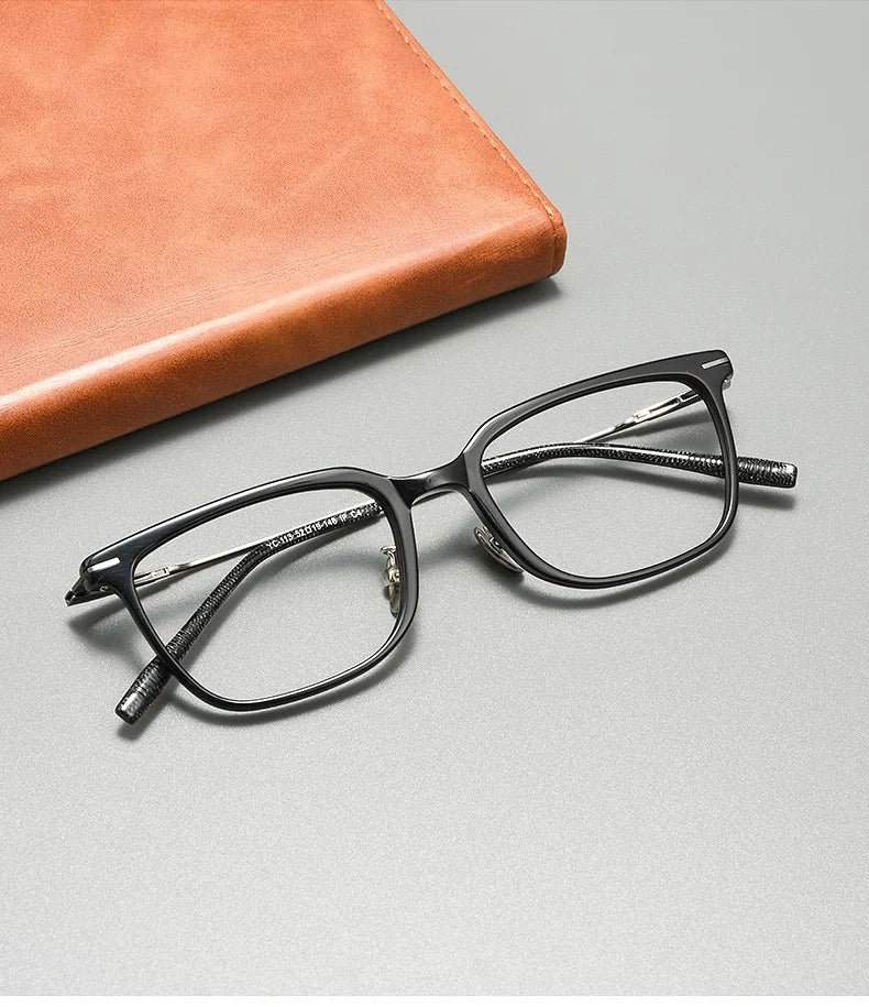 High Quality Luxury Glasses Ultra Light Pure Titanium Men's Eyeglass Frames High-Quality Acetate Prescription Eyeglass Frames