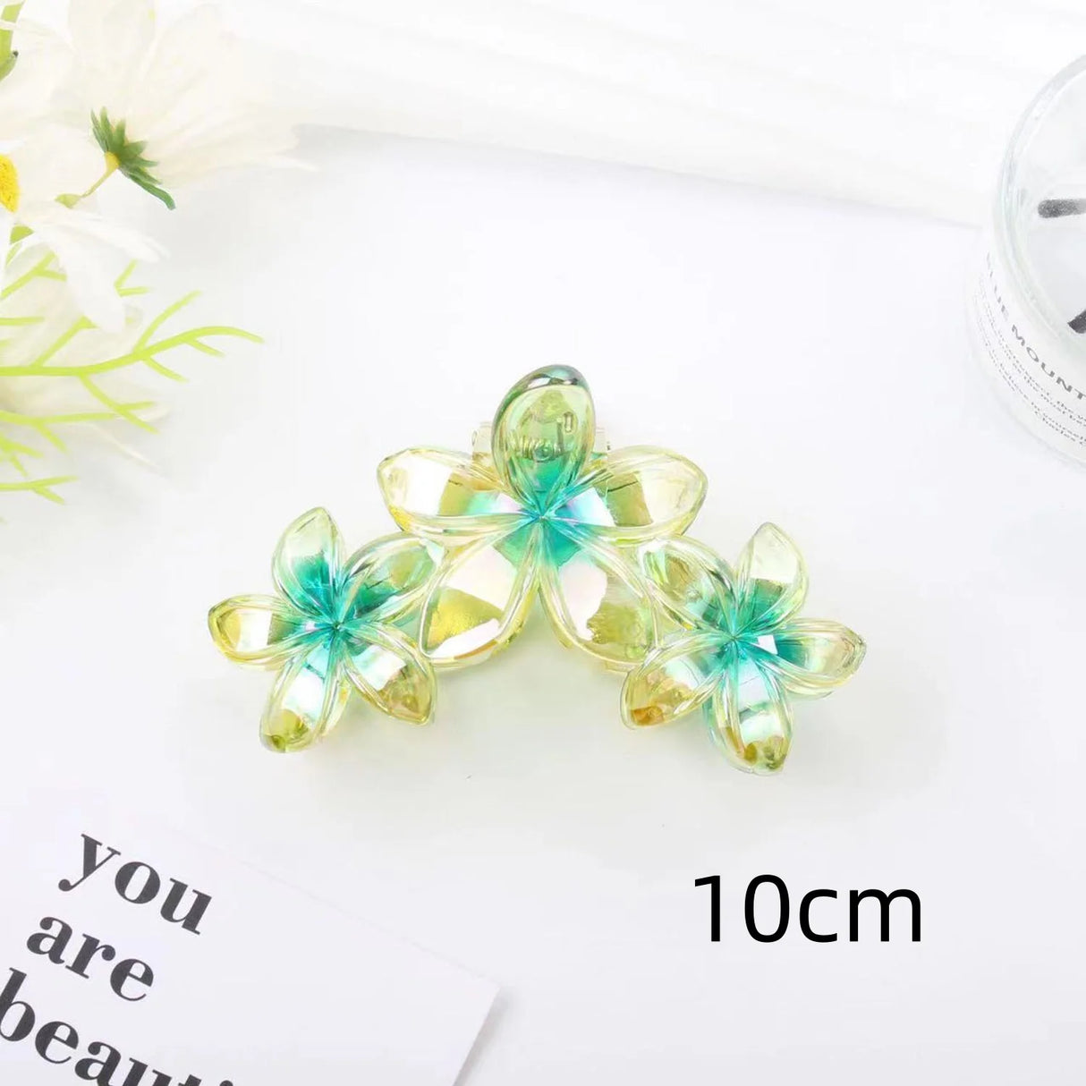 3 Head Plumeria Hair Clips Frangipani Flower Hair Claw Clip Trendy Crab Hair Claw Barrettes Hair Accessories For Girls