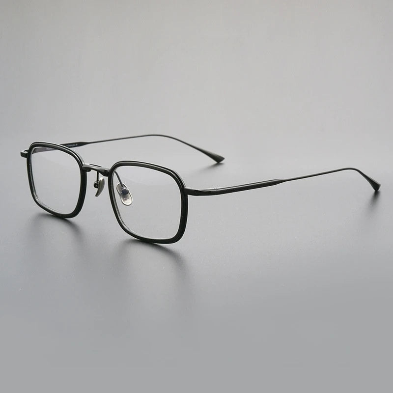 TFTB Retro All Pure Titanium Men's Glasses Luxury Square Small Framework Ultralight Optical Prescription Eyeglasses Frame 142mm