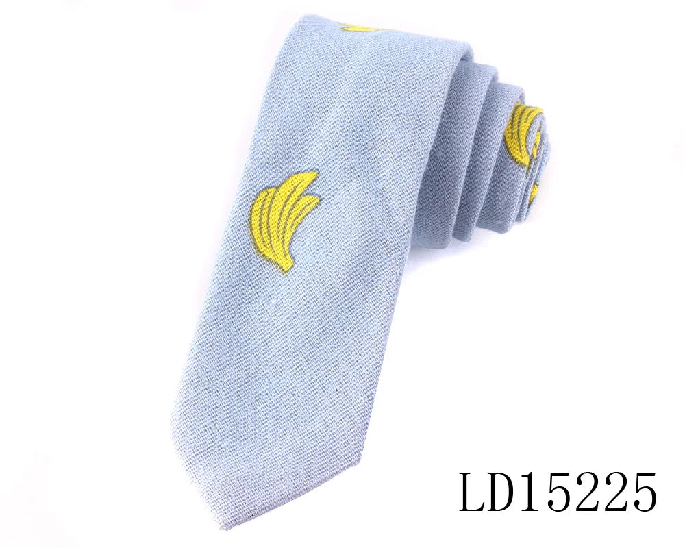 New Designer Print Ties Casual Narrow Necktie Ties for Men Hip-hop Party Floral Cotton Skinny Tie Cravat