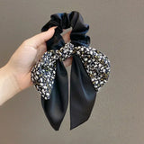 2024 New Korean Floral Bowknot Hair Ties for Women Girls Sweet Elastics Long Ribbon Ponytail Scarf Hair Tie Hair Accessories